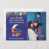 クリスマスとハヌカー写真テンプレートの温かい願い シーズンカード (正面)