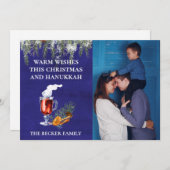 クリスマスとハヌカー写真テンプレートの温かい願い シーズンカード (正面/裏面)