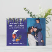 クリスマスとハヌカー写真テンプレートの温かい願い シーズンカード (スタンド正面)