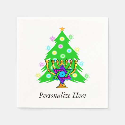 クリスマスとハヌカー スタンダードカクテルナプキン (正面)