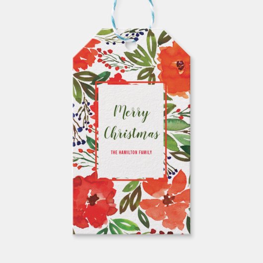 クリスマスとハンドギフト絵を描のラベル ギフトタグ (正面)