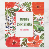 クリスマスとハンド絵を描 ワインラベル (シングルラベル)