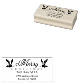 クリスマスとホリーお洒落スクリプト差出人住所 ラバースタンプ (押印)