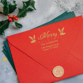 クリスマスとホリーお洒落スクリプト差出人住所 ラバースタンプ