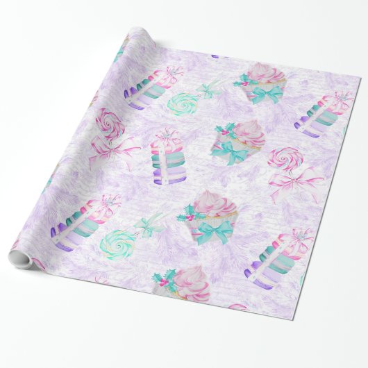 クリスマスとマカロン ラッピングペーパー (アンロールド)