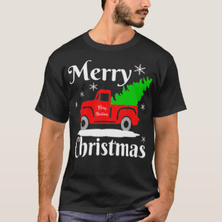 クリスマスとメリークリスマスオールドヴィンテージレッドトラック Tシャツ