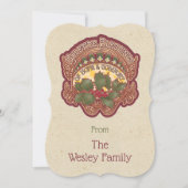 クリスマスとユール(キリスト降誕祭)恵みホリデーフラットカード (正面)