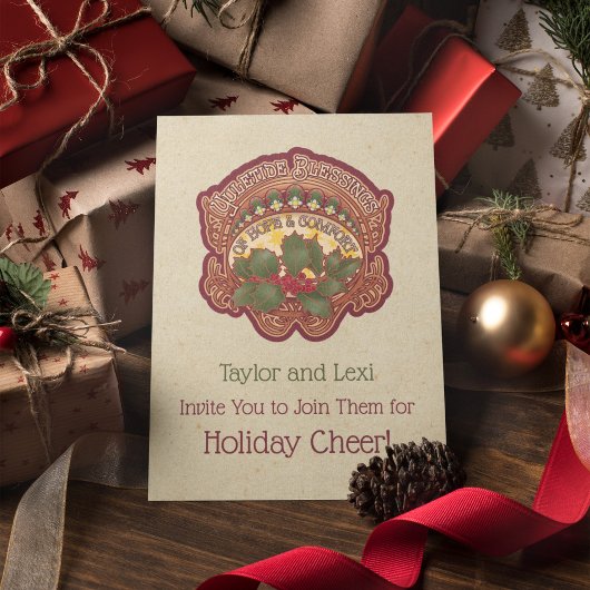 クリスマスとユール(キリスト降誕祭)恵み折り畳み招待状 招待状