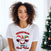 クリスマスとワインの女性の休日Tシャツ Tシャツ