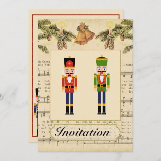 クリスマスとヴィンテージクリスマスパーティの招待状 招待状 (正面/裏面)