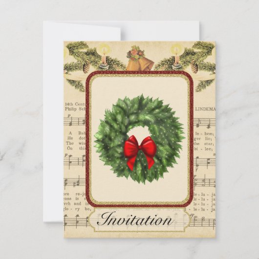 クリスマスとヴィンテージクリスマスパーティの招待状 招待状 (正面)
