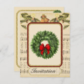 クリスマスとヴィンテージクリスマスパーティの招待状 招待状 (正面/裏面)