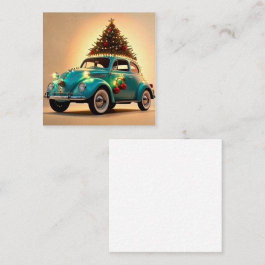 クリスマスとヴィンテージ車 スクエア名刺 (正面/裏面)