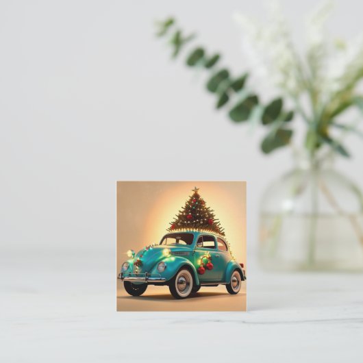 クリスマスとヴィンテージ車 スクエア名刺 (スタンド正面)