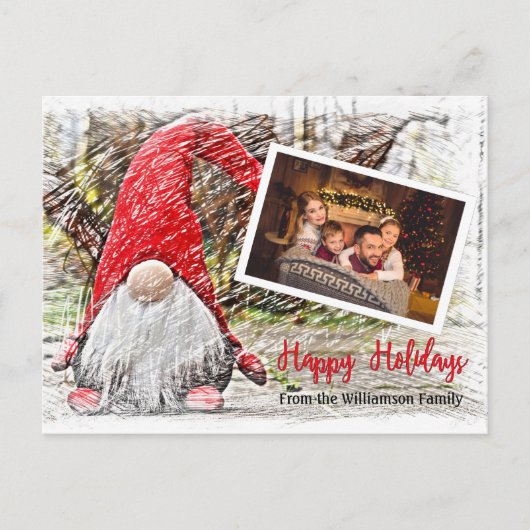 クリスマスと一緒にあなたの写真格言ハッピーホリデー ポストカード (正面)