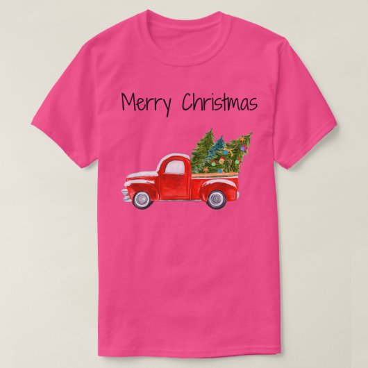 クリスマスと一緒に楽しいクリスマス赤いクリスマストラック Tシャツ (デザイン正面)