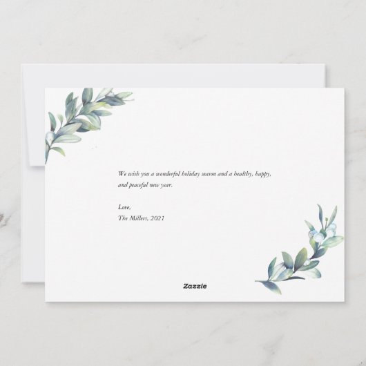 クリスマスと休日の冬の果実のフォトカード シーズンカード (裏面)