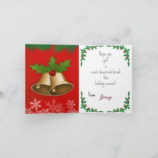 クリスマスと先生 カード (内部)