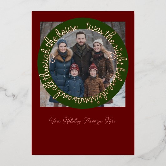 クリスマスと写真の前の夜だった 箔シーズンカード (正面)