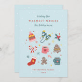 クリスマスと冬のアイコン ホリデー カード (正面/裏面)