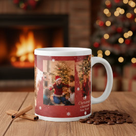 クリスマスと冬のカスタム家族写真ギフト ジャンボコーヒーマグカップ