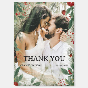 クリスマスと冬のテーマの結婚式の御礼 マグネット