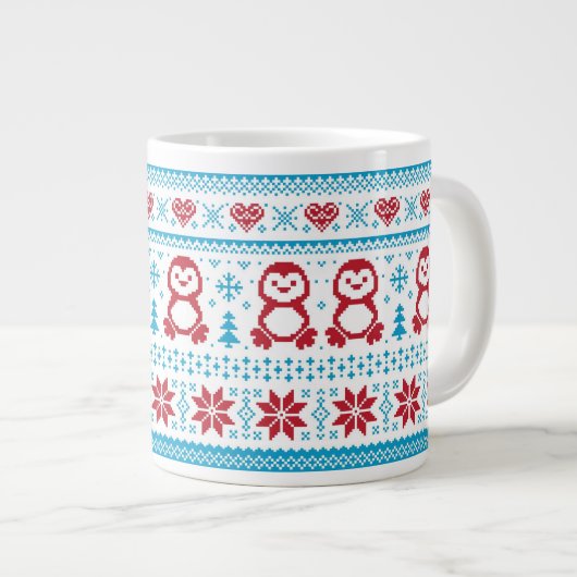 クリスマスと冬の編み物 ジャンボコーヒーマグカップ (正面右)