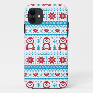 クリスマスと冬の編み物 iPhone 11 ケース