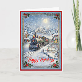 クリスマスと古い機関車 カード