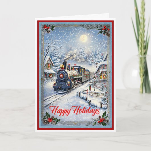 クリスマスと古い機関車 カード (正面)