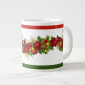 クリスマスと名前レッド&グリーンの深刻なコーヒー ジャンボコーヒーマグカップ (正面右)