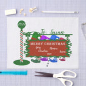 クリスマスと家族の名前との間の小人 薄葉紙 (クラフト)