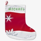 クリスマスと新年おめでとう！モノグラム ラージクリスマスストッキング (正面)