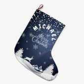 クリスマスと新年おめでとう！モノグラム ラージクリスマスストッキング (正面 (吊り時))