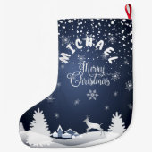 クリスマスと新年おめでとう！モノグラム ラージクリスマスストッキング (裏面)