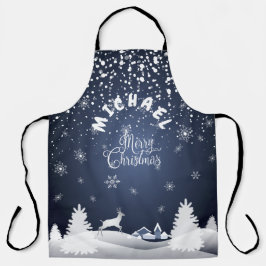 クリスマスと新年おめでとう！冬モノグラム エプロン