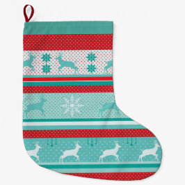クリスマスと新年おめでとう！北欧パターン ラージクリスマスストッキング