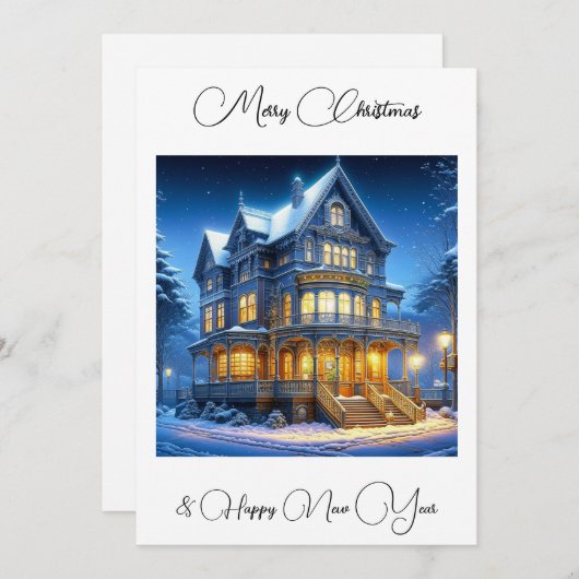 クリスマスと新年のおめでたいメッセージをオーダーメイド シーズンカード (正面/裏面)