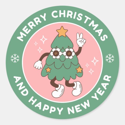 クリスマスと新年のお祝いカード ラウンドシール (正面)