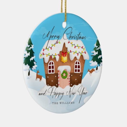 クリスマスと新年のごろごろしたジンジャーブレッド セラミックオーナメント (右)