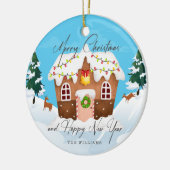 クリスマスと新年のごろごろしたジンジャーブレッド セラミックオーナメント (左)