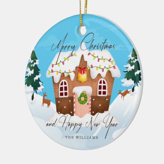 クリスマスと新年のごろごろしたジンジャーブレッド セラミックオーナメント (左)