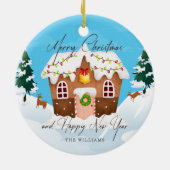クリスマスと新年のごろごろしたジンジャーブレッド セラミックオーナメント (裏面)