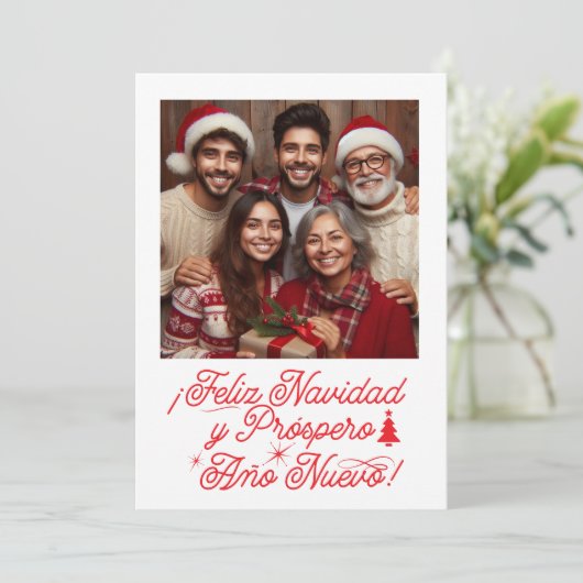 クリスマスと新年のご挨拶 フォト付き 招待状 (スタンド正面)