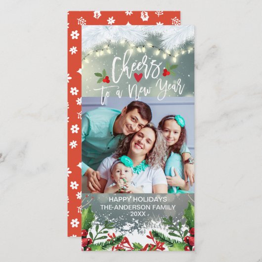 クリスマスと新年のご挨拶 フォト シーズンカード (正面/裏面)