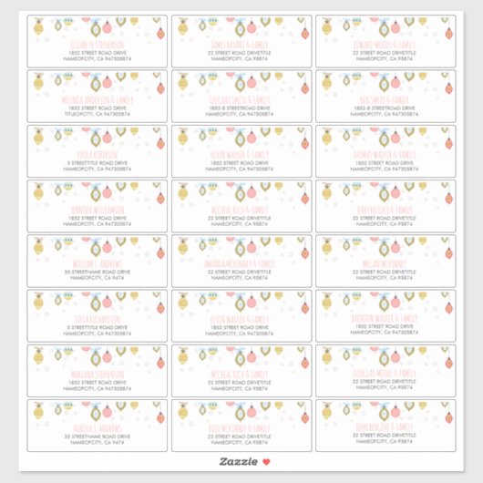 クリスマスと新年のゲスト名の住所 シール (シート)