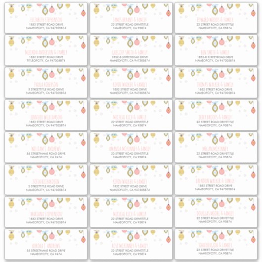 クリスマスと新年のゲスト名の住所 シール (正面)