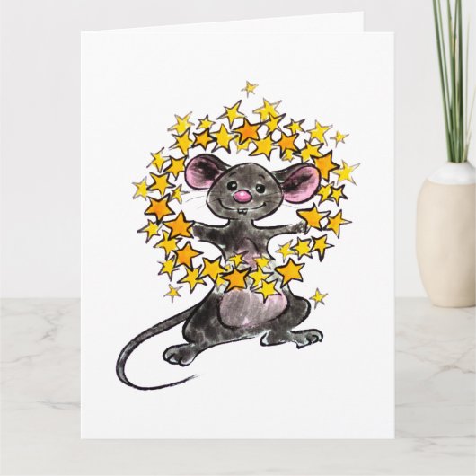 クリスマスと新年のスター マウス カード (正面)