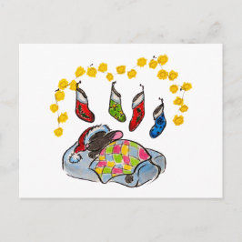 クリスマスと新年のストッキング ポストカード