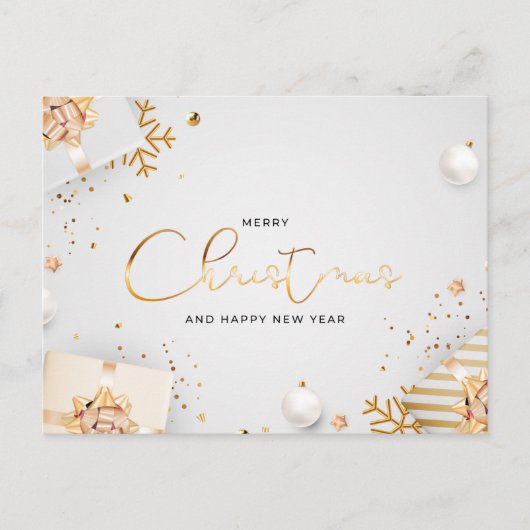 クリスマスと新年のデザインメッセージ ポストカード (正面)